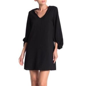 Everly black shift dress with balloon sleeves
